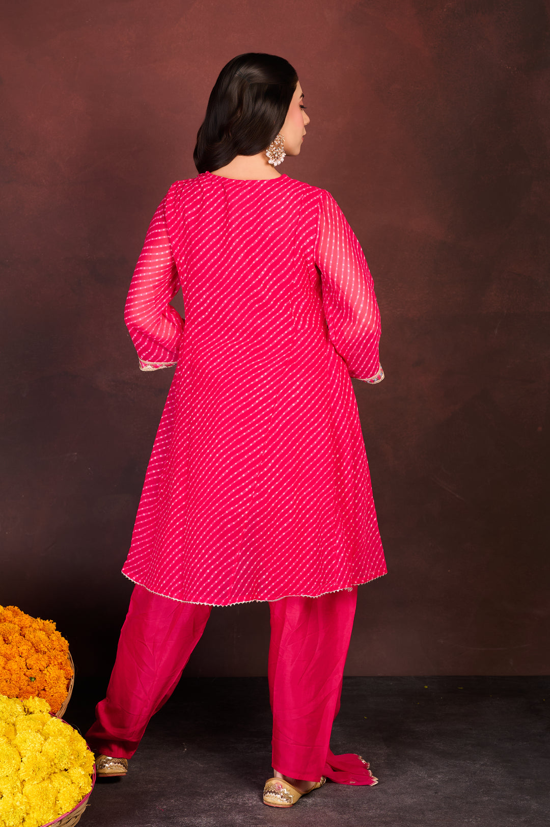 Pink Bandhani 3-Piece Suit Set