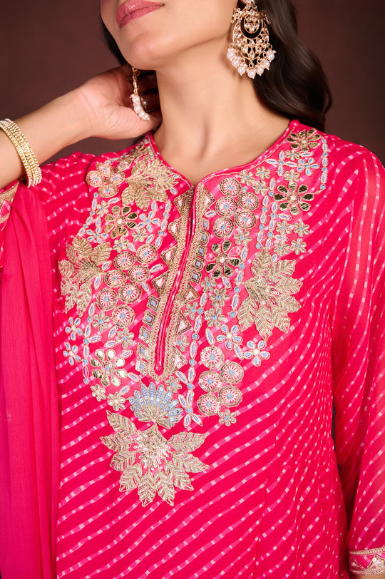 Pink Bandhani 3-Piece Suit Set