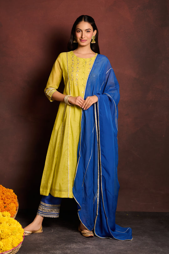 Lime Green A-line suit set