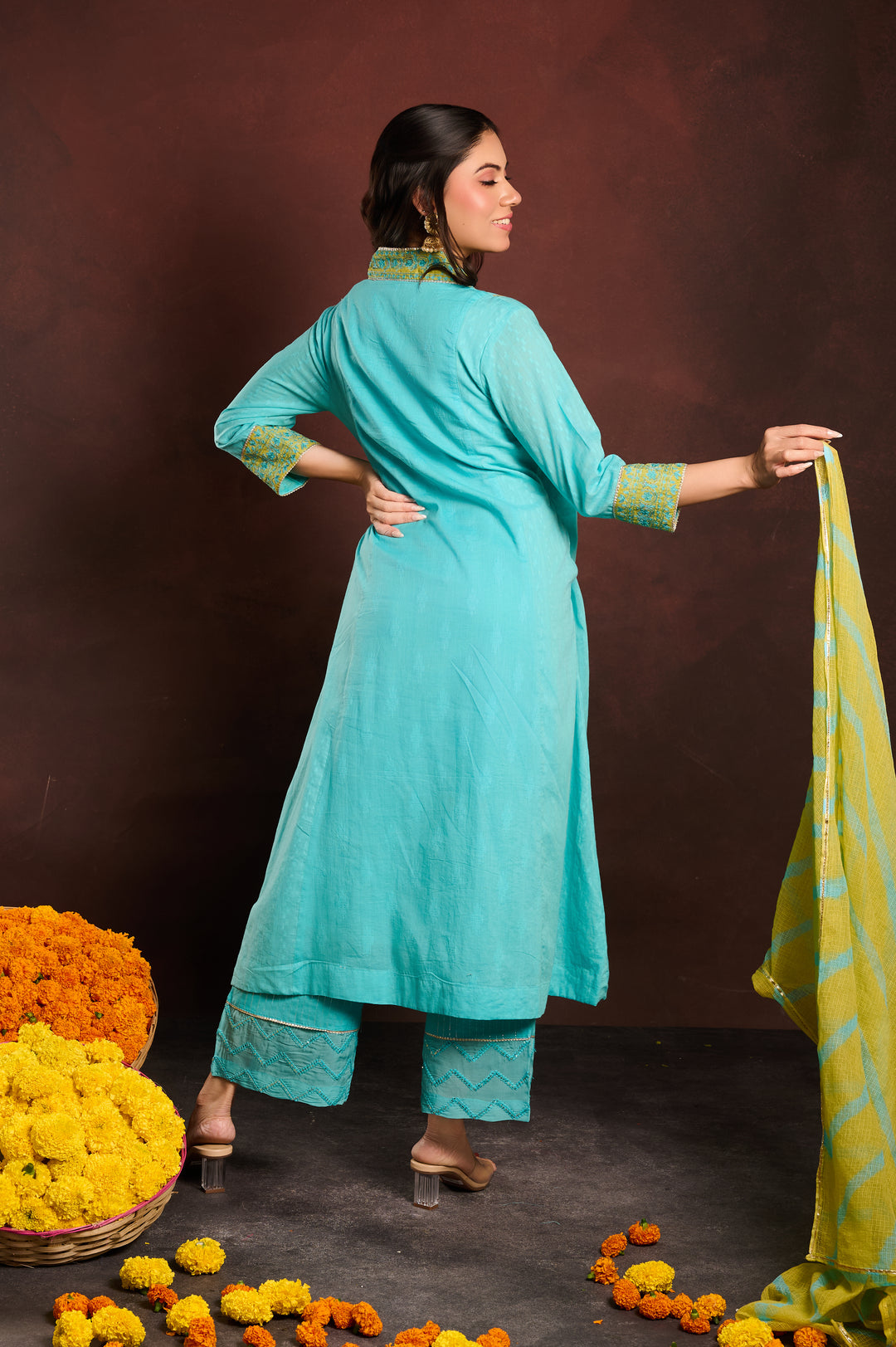 Blue A-line Suit Set