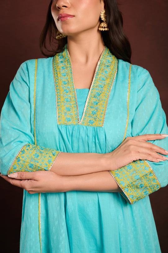Blue A-line Suit Set