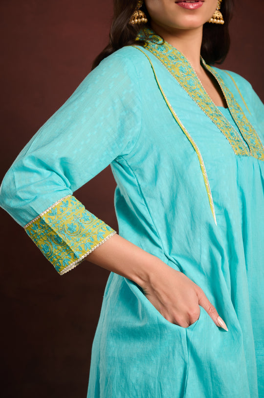 Blue A-line Suit Set