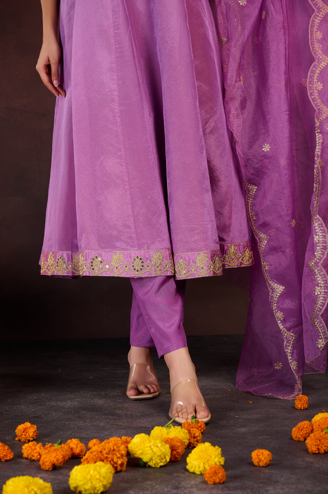 Purple Embellished 3-Piece Suit Set