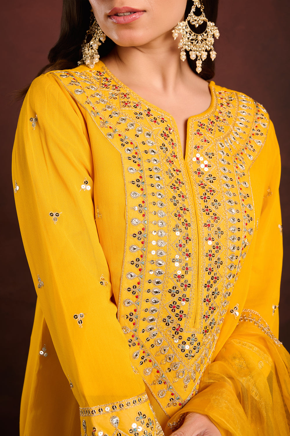Yellow Embellished 3-Piece Suit Set