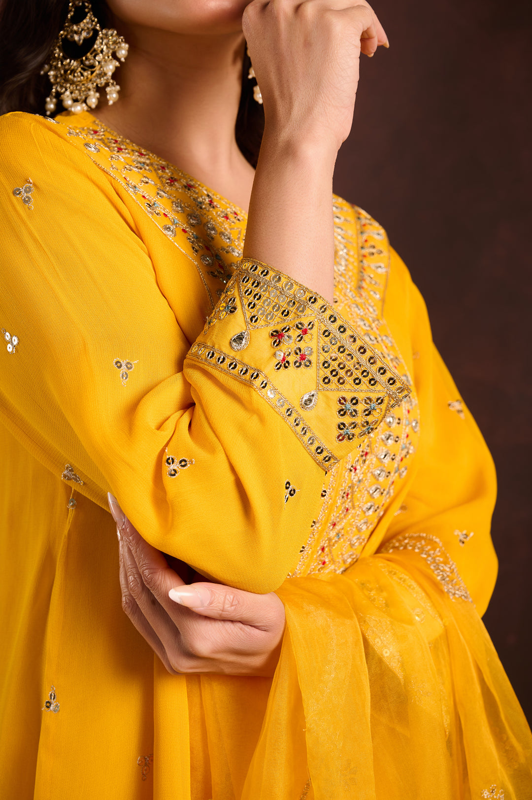 Yellow Embellished 3-Piece Suit Set