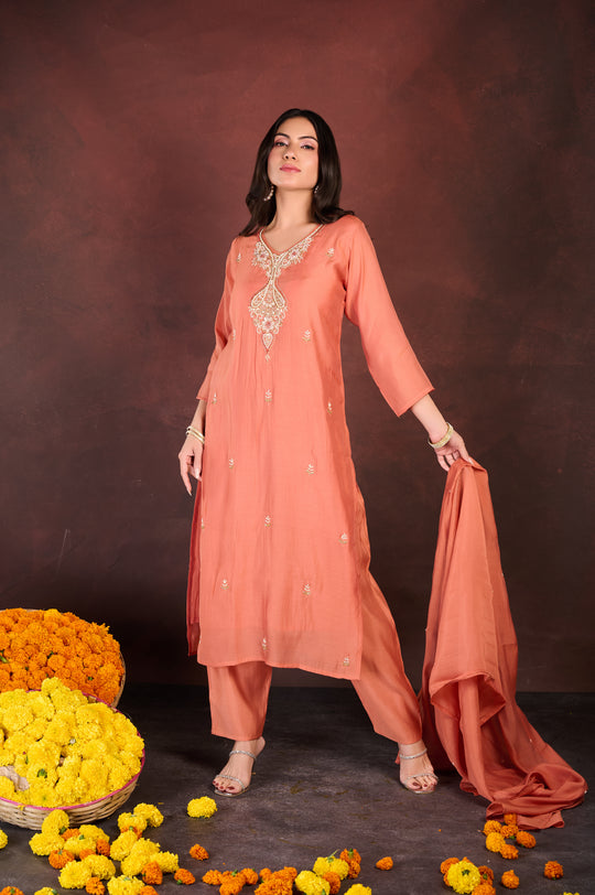 Coral Handwork 3 pc Suit Set