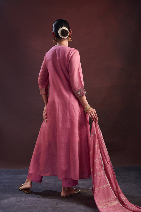 Pink Embroidered Anarkali Set
