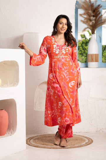Pearl Embroidered Yoke Suit Set