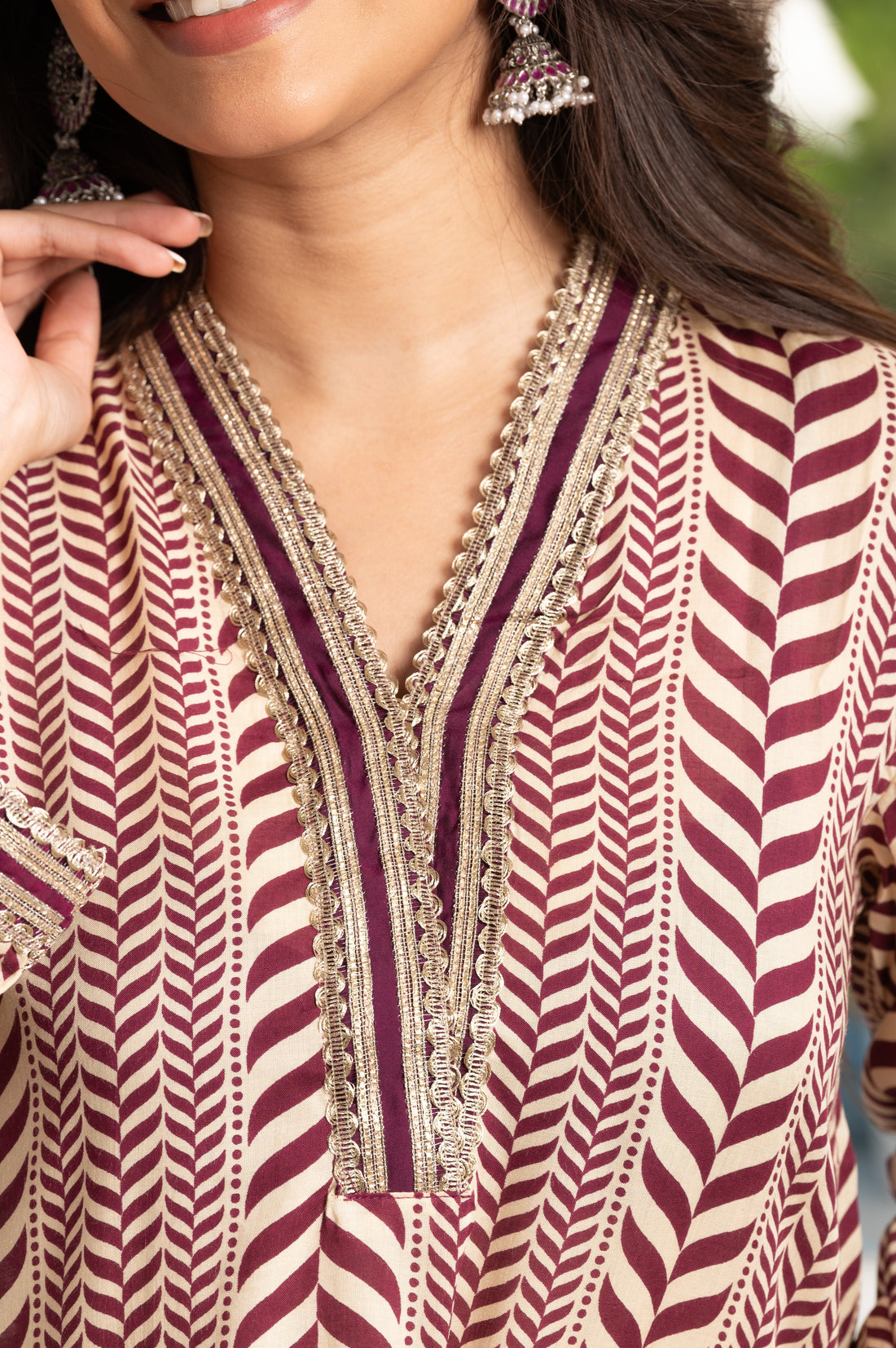 Stripes Gota Embellished Kurta Pant Set
