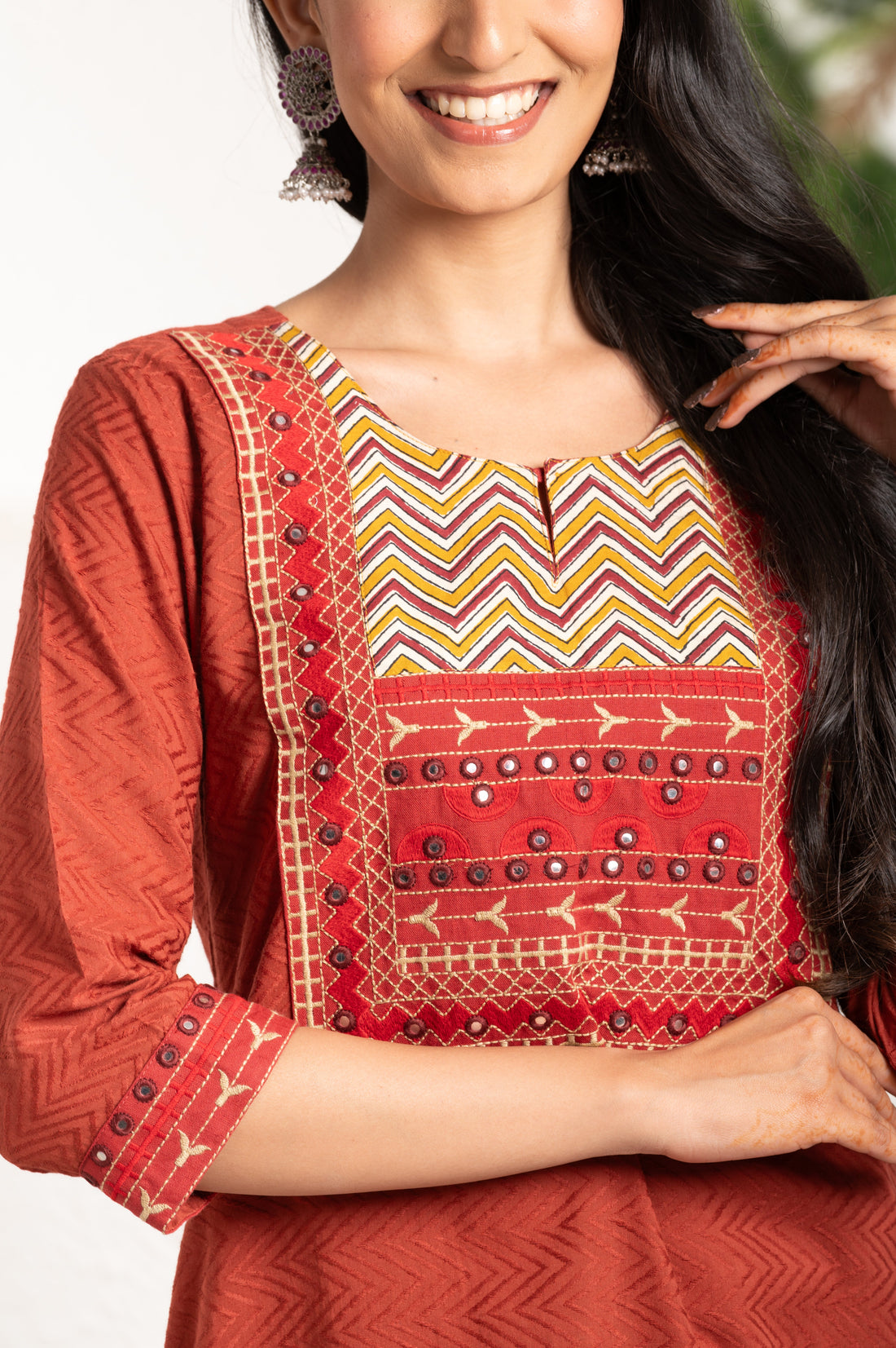 Yoke Maroon kurta pant set