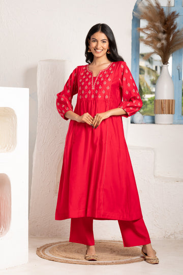 Yoke Kasab Embroidered suit set