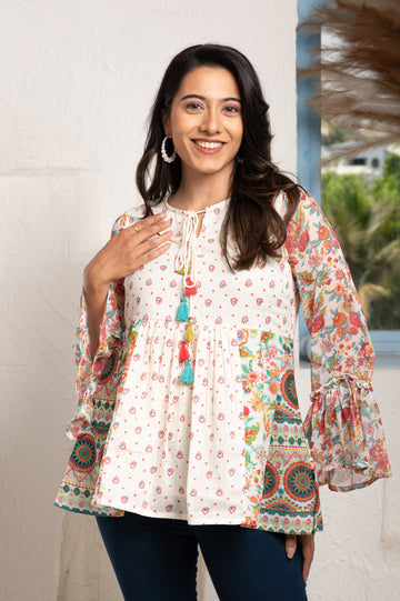 PRINTED IVORY COTTON  TUNIC