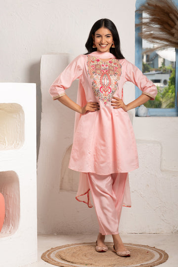 Multicolor Bead Embellishment suit set