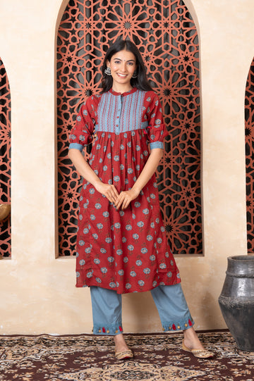 Neck Patch Work kurta set