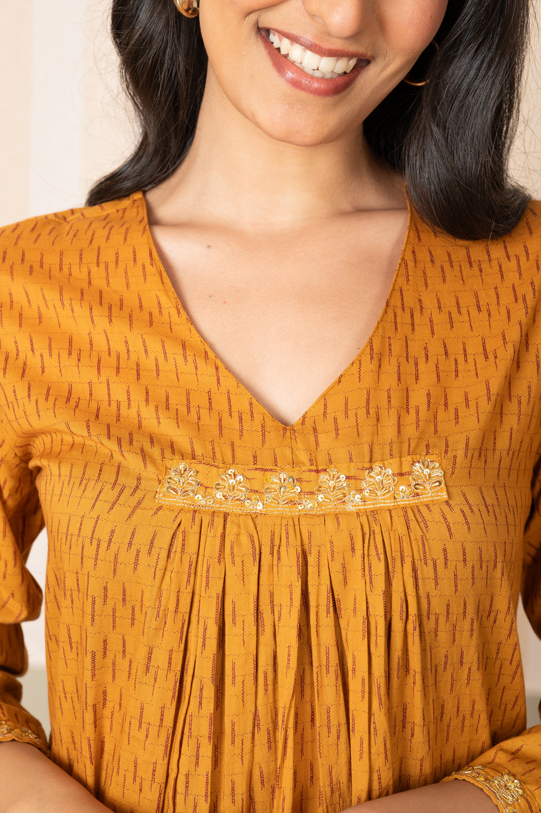Embroidered Cut Dana Kurta Pant Set