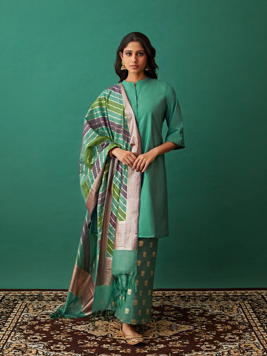 Sea Green Banarasi Suit - Cult91