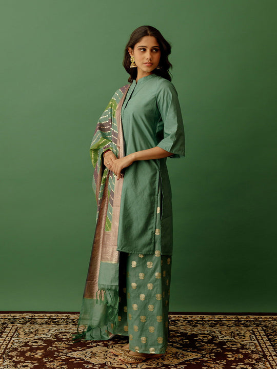 Sea Green Banarasi Suit - Cult91