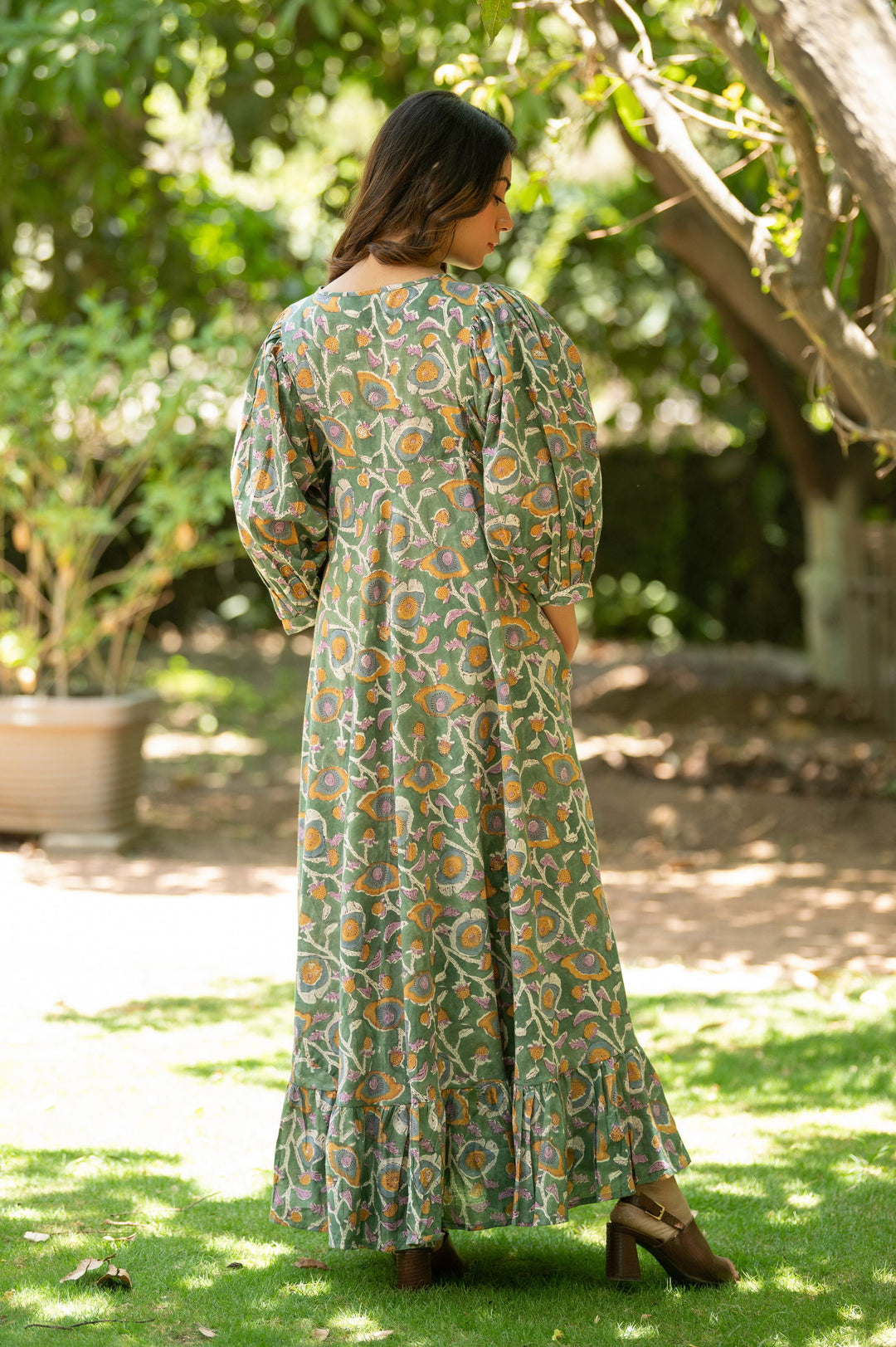 Sea Green Printed Maxi Dress - Cult91