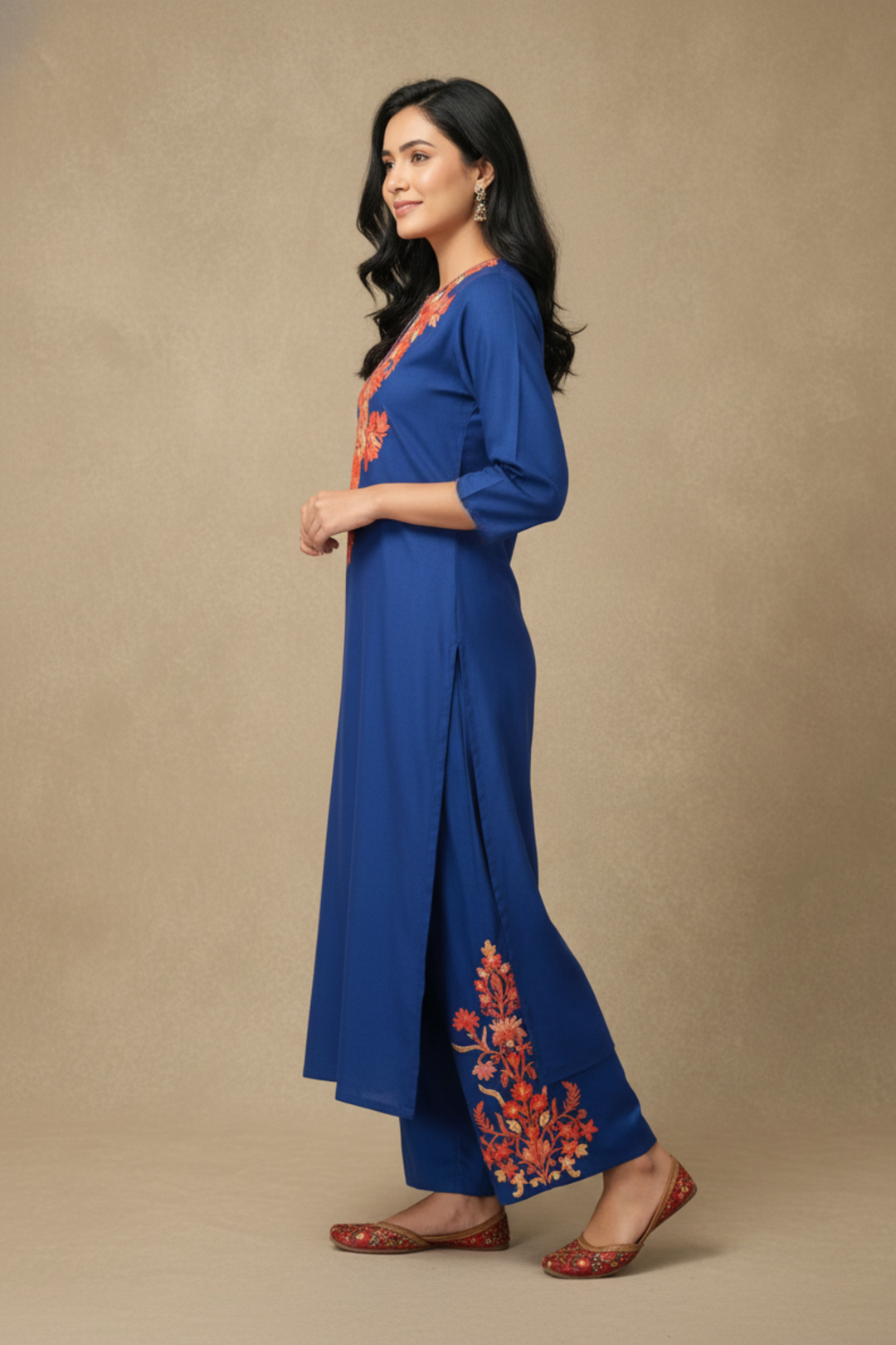 Midnight Bloom Navy Blue Aari Embroidered Co-ord Set