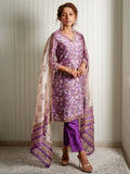 V-neck Purple Jaipuri suit with Gota Lace - Cult91
