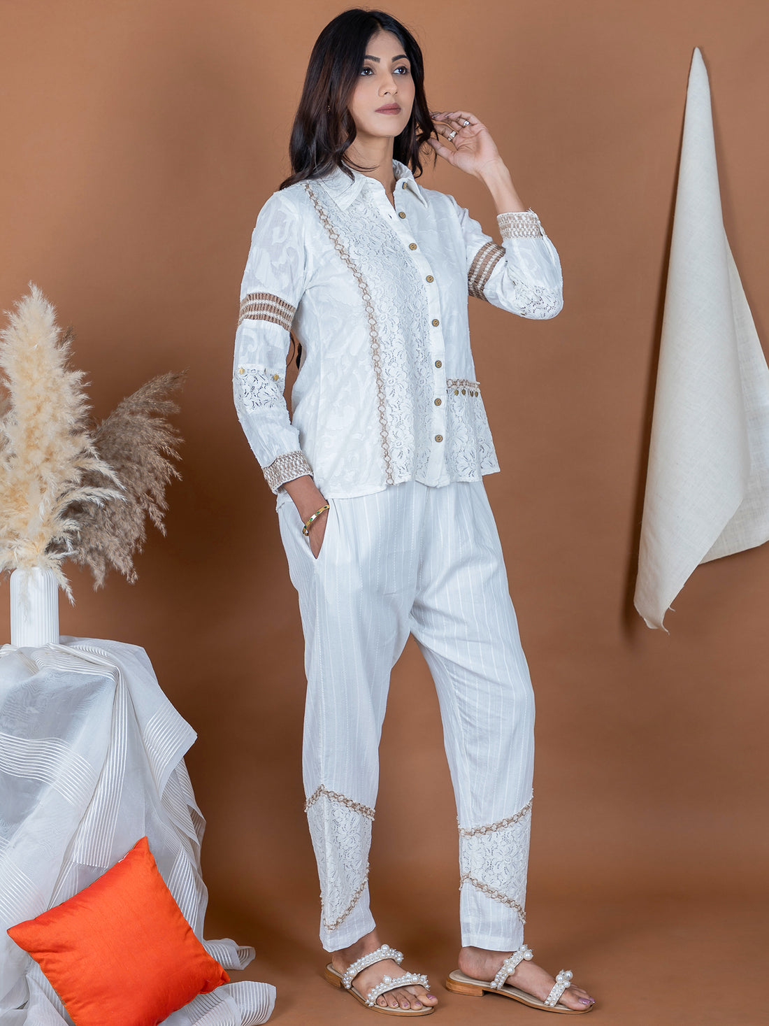 Ivory Handloom Cotton Co-ord Set