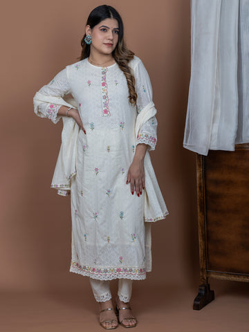 White Dobby Weave 3-Piece Suit Set