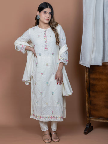 White Dobby Weave 3-Piece Suit Set