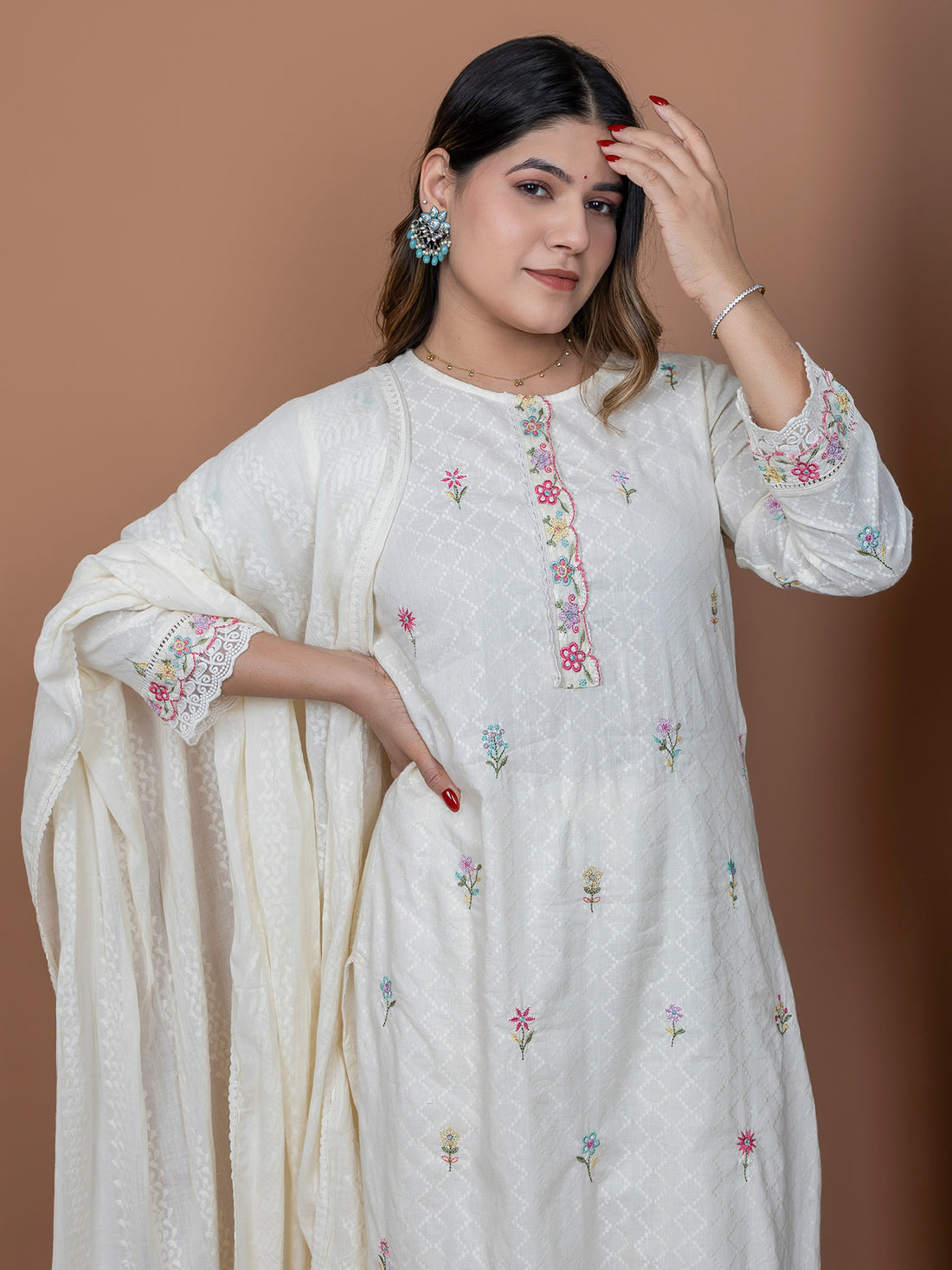 White Dobby Weave 3-Piece Suit Set