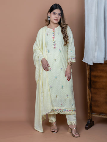 Lime Yellow Dobby Weave 3-Piece Suit Set