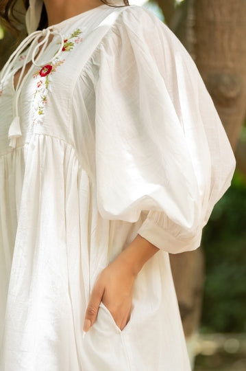 White Embroidered Dress - Cult91