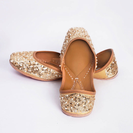 Women Cream Embellished Ethnic Mojaris Flats - Cult91