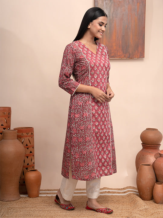 Mughal Garden Printed Kurta with Pockets