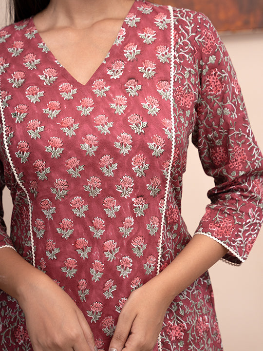 Mughal Garden Printed Kurta with Pockets