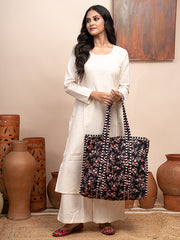 Roselets Printed Quilted  Tote Bag with Inner Pocket