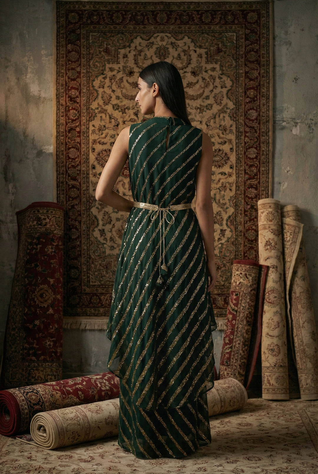 Green Sequin Work Dress