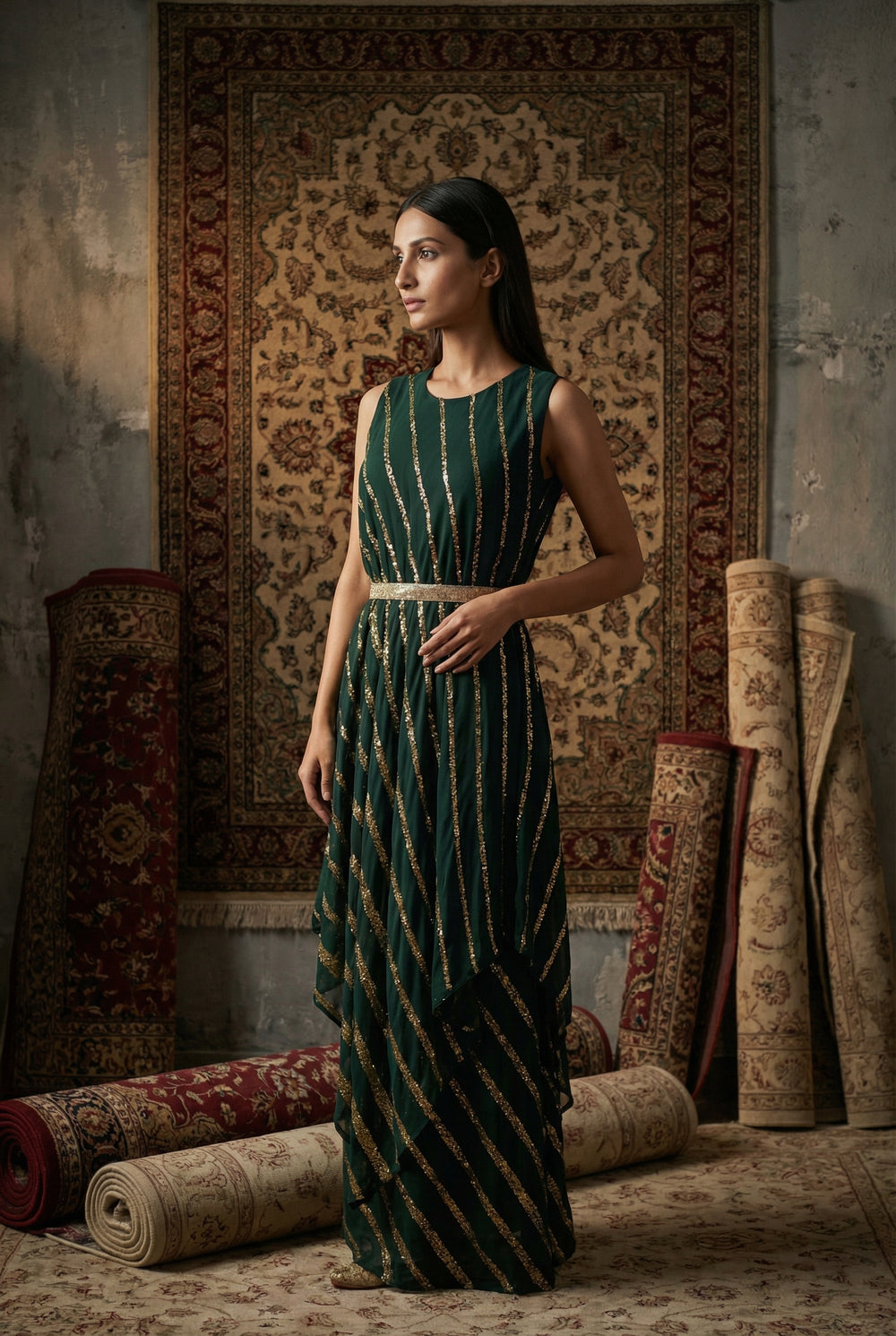 Green Sequin Work Dress