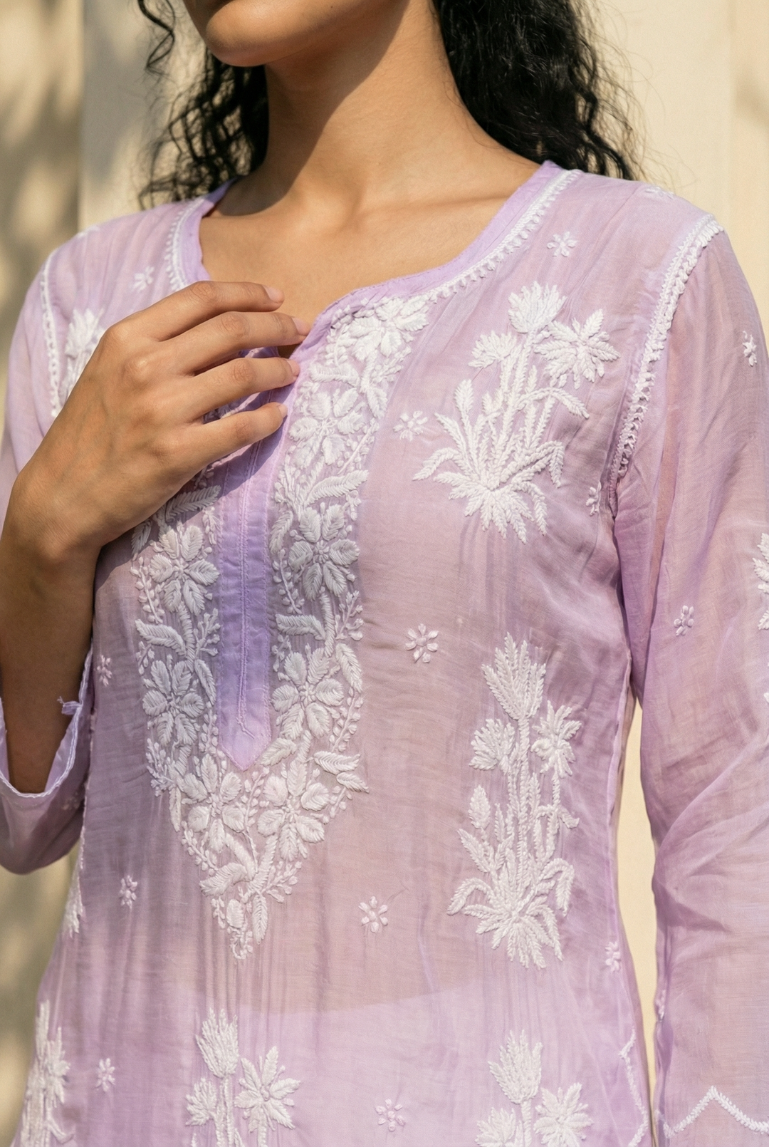 Lavender Chikankari Kurti