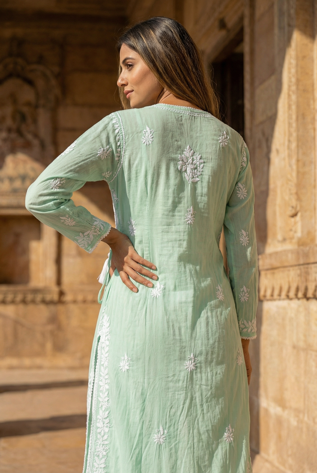 Pastel Green Chikankari Kurti