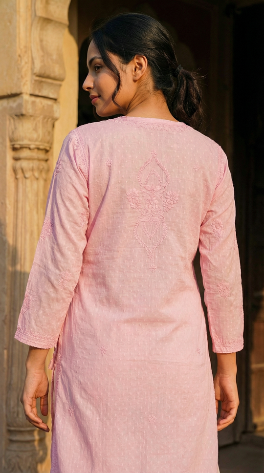 Baby Pink Chikankari Kurti