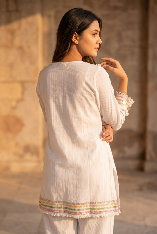 White Handloom cotton coord set