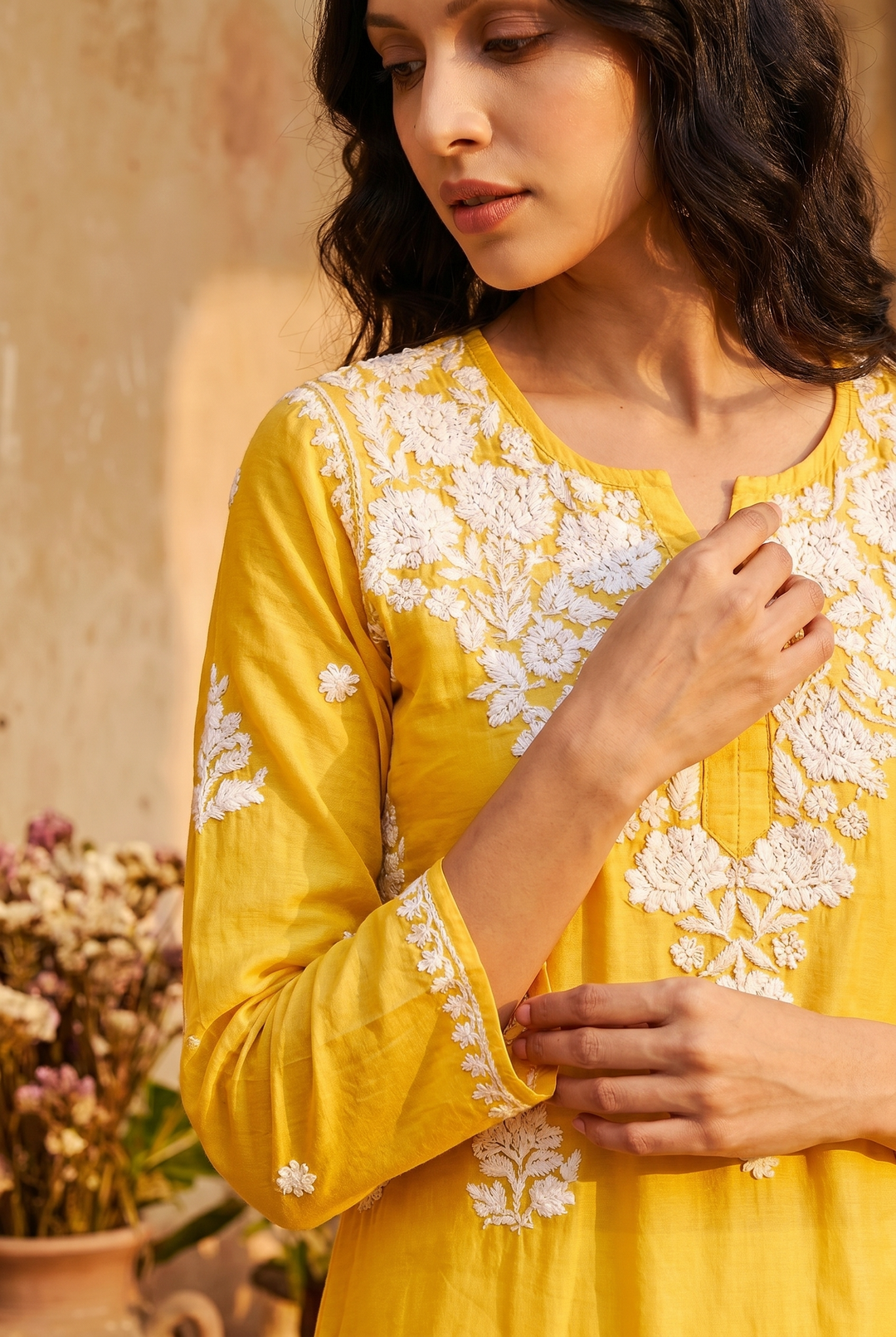 Yellow Chikankari Kurta