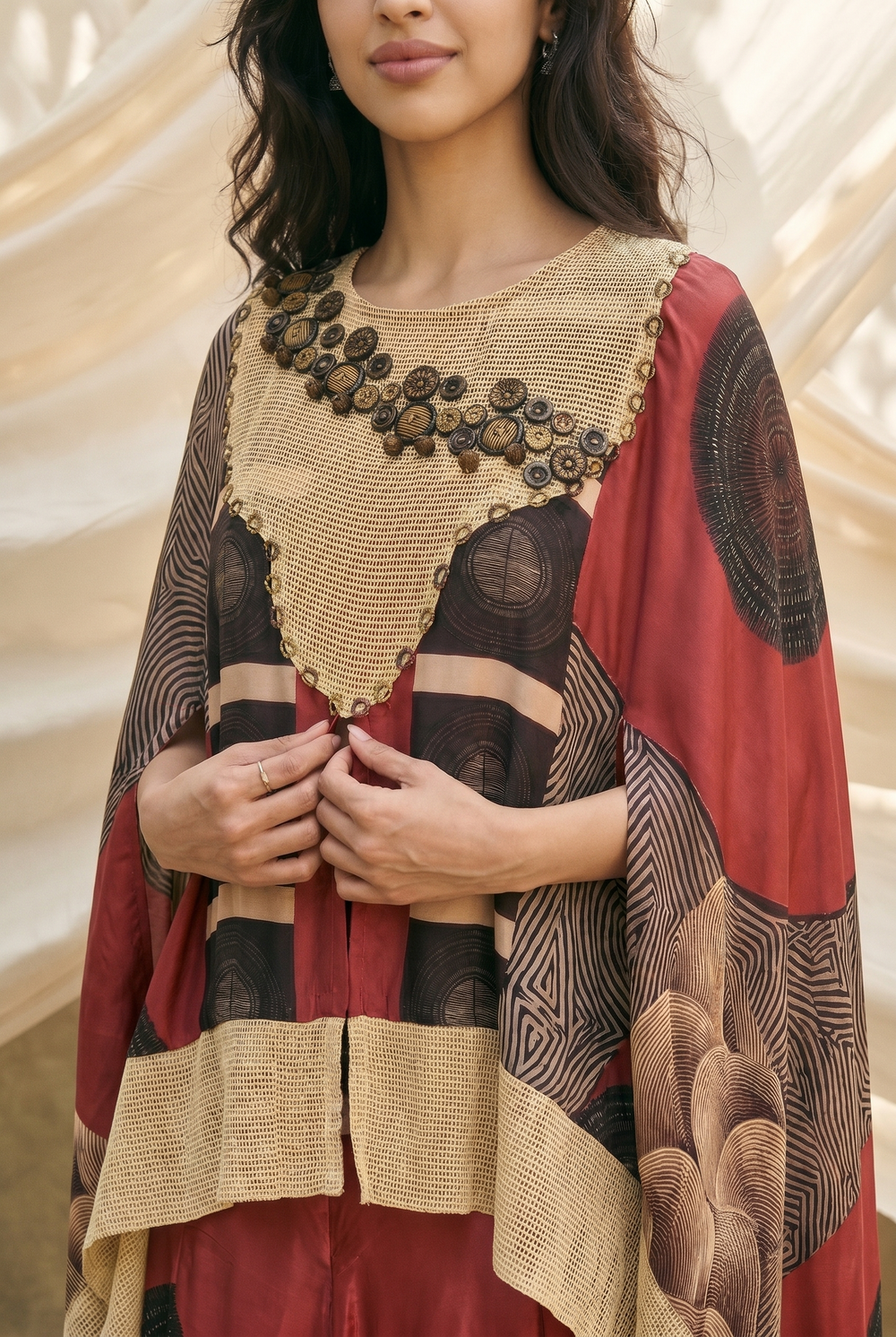Red 2 pcs kaftan set