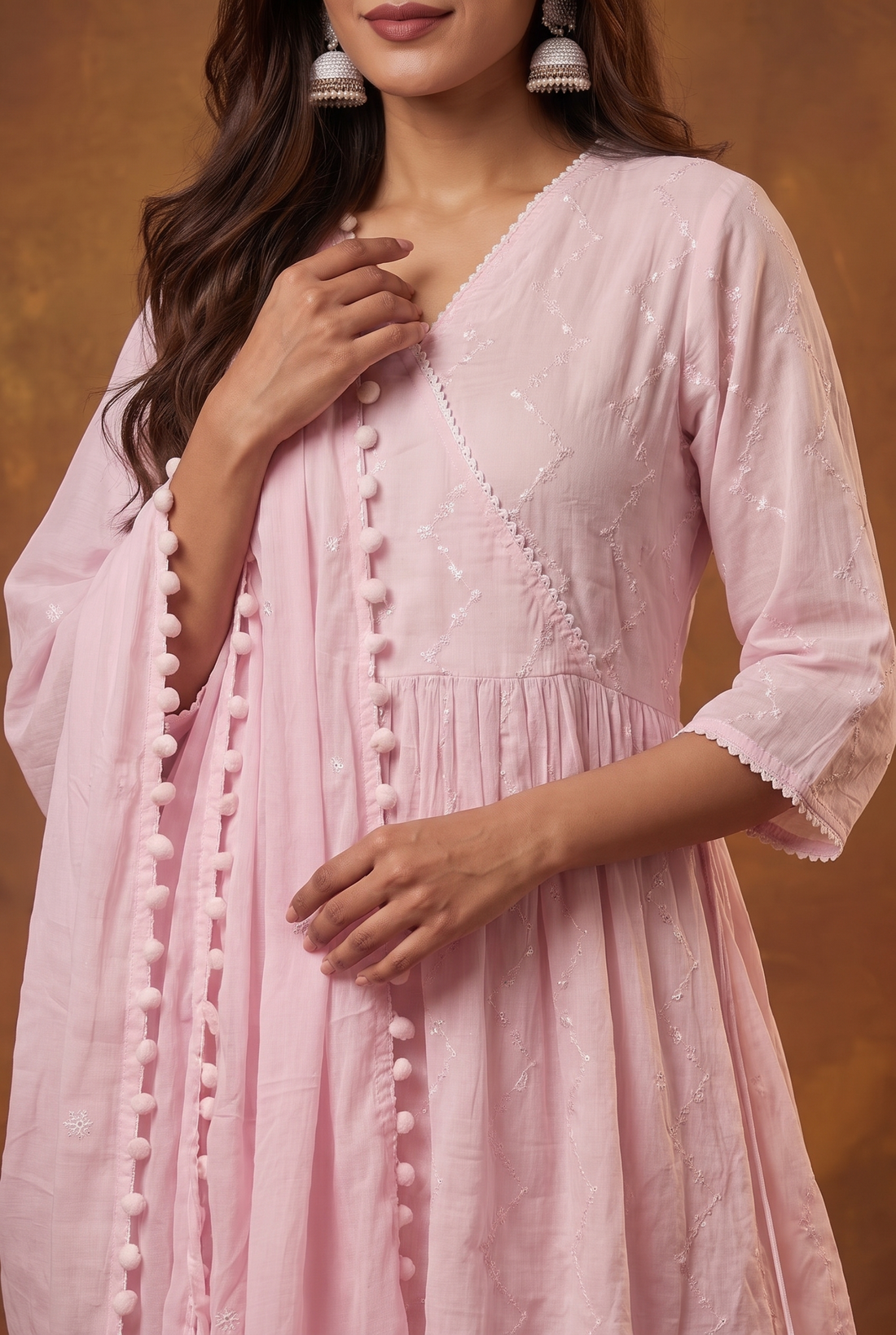 Pink Floral Embroidered Sharara Set