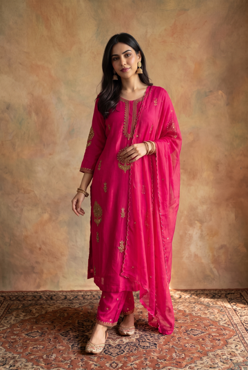 Pink 3-piece set with  hand work