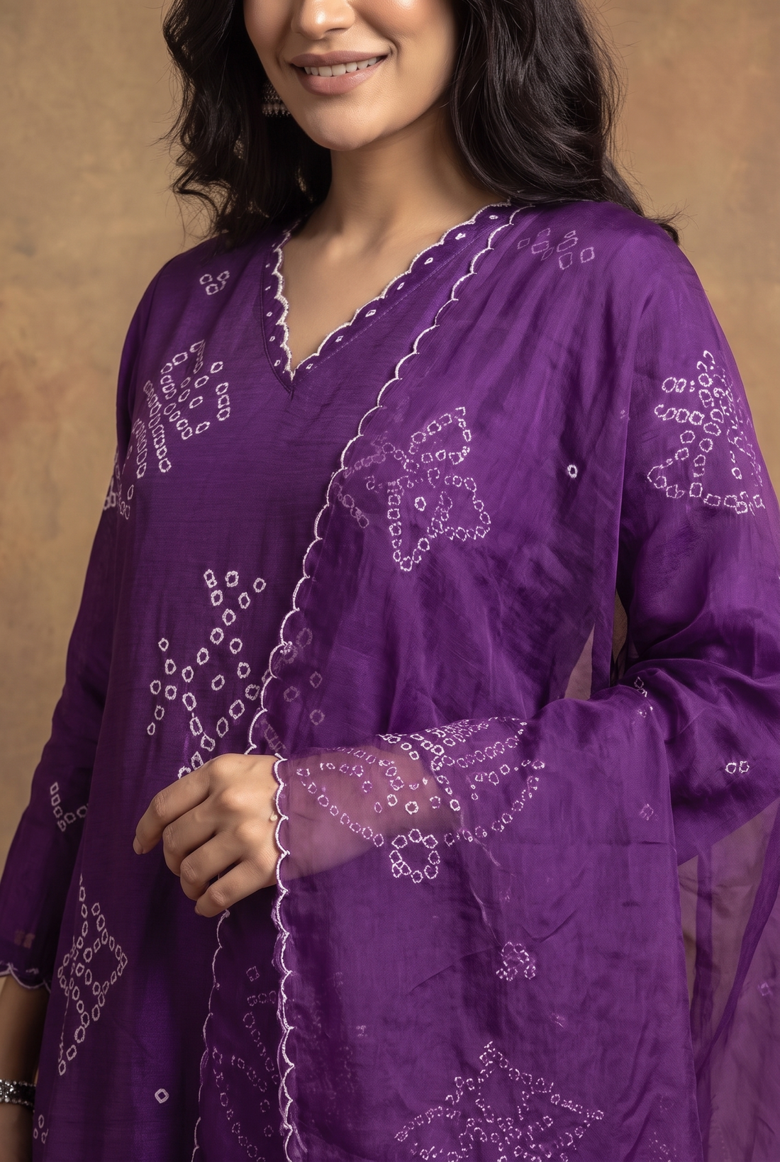 Violet 3-piece set with  hand work