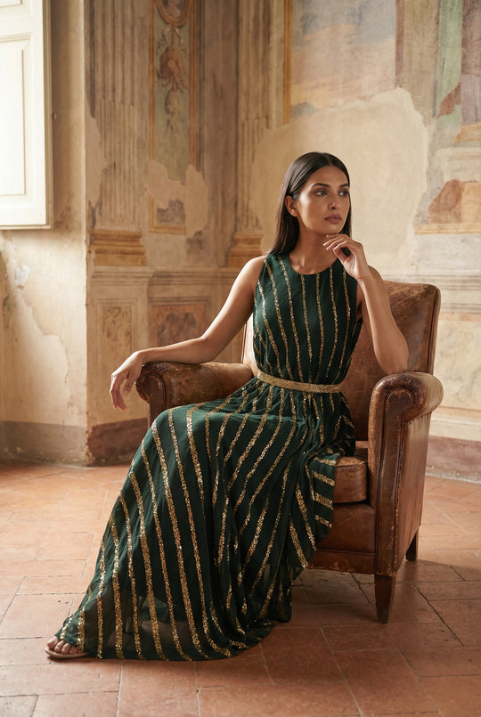 Green Sequin Work Dress