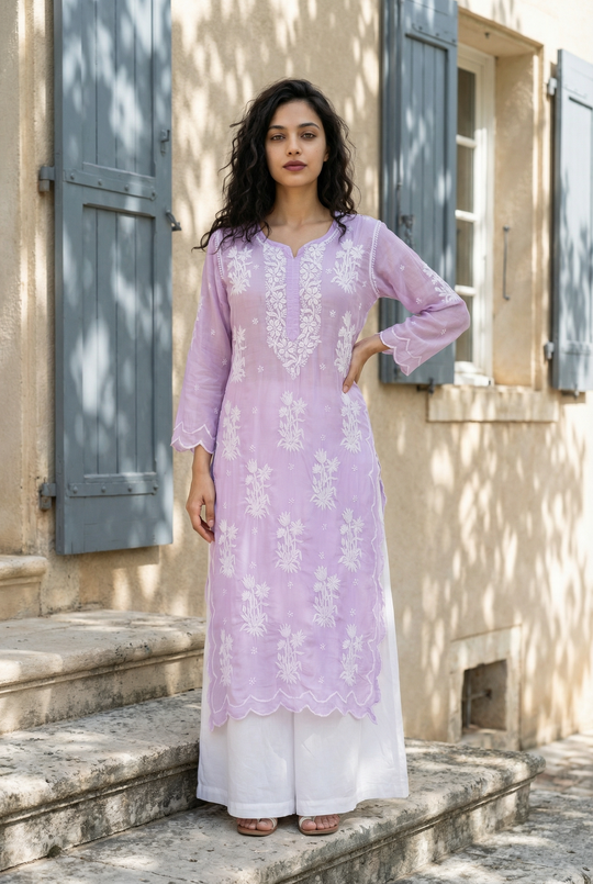 Lavender Chikankari Kurti