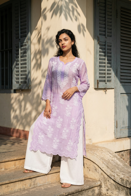 Lavender Chikankari Kurti