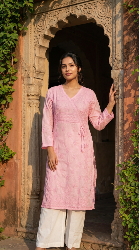 Baby Pink Chikankari Kurti