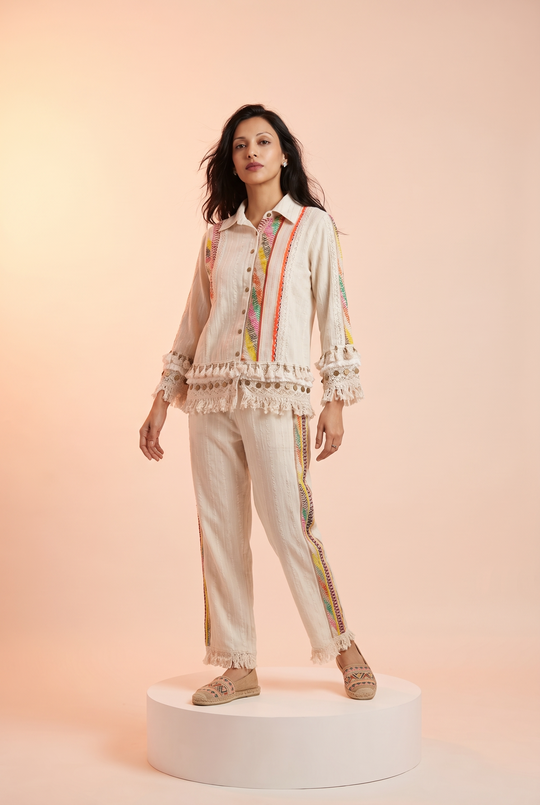 Off-white HandLoom Cotton cord set